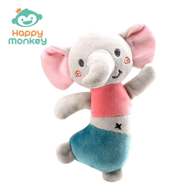 Muñeco de peluche Happymonkey con sonajero para bebés de 0 a 1 año, juguete relajante con palo BB