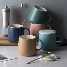 大肚暖暖杯大容量咖啡杯子家用陶瓷水杯美式马克杯子带盖勺情侣杯