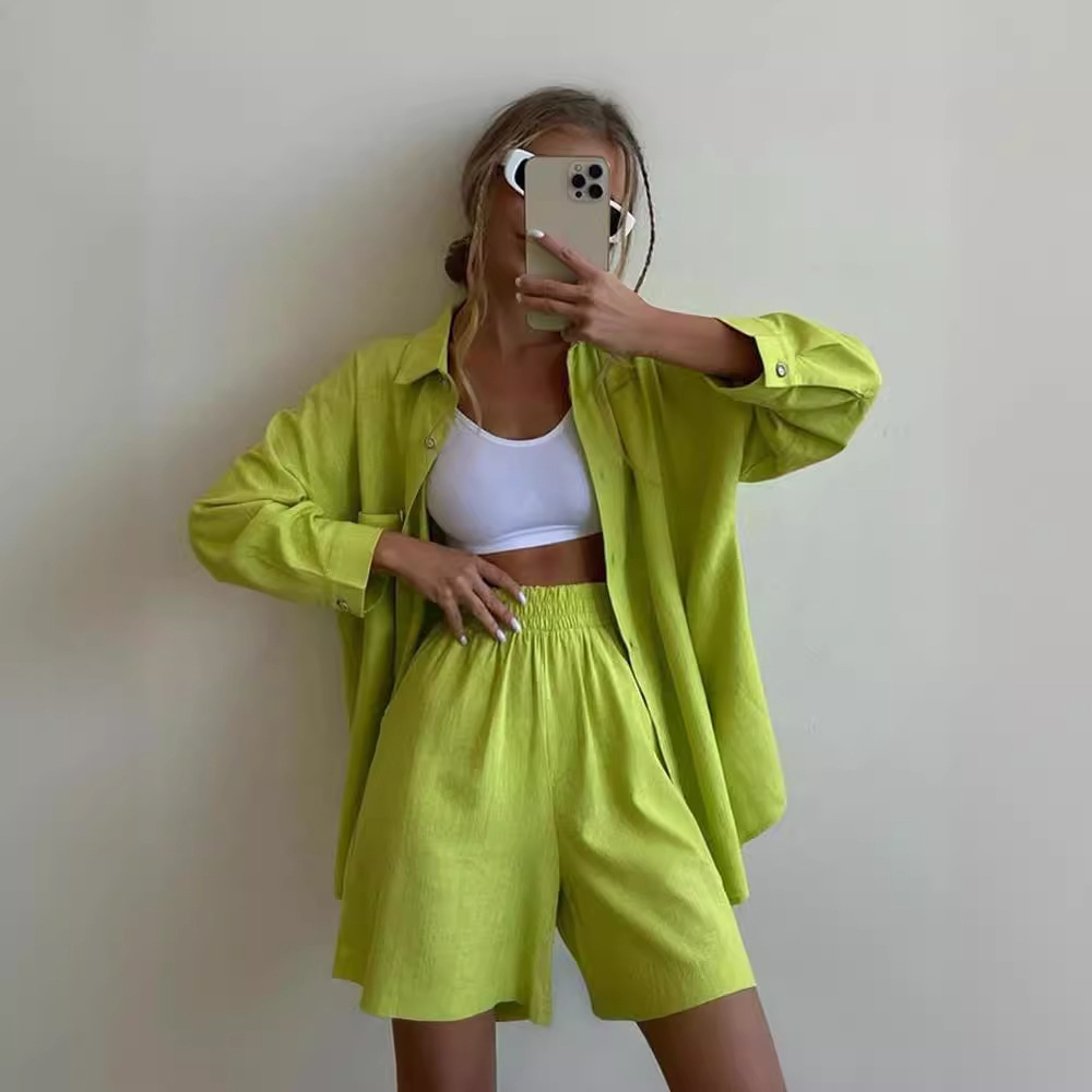 European American Cross-border Spring And Autumn Loose Casual Single-breasted Long-sleeve Fashion Solid Color Sports_voghion.com