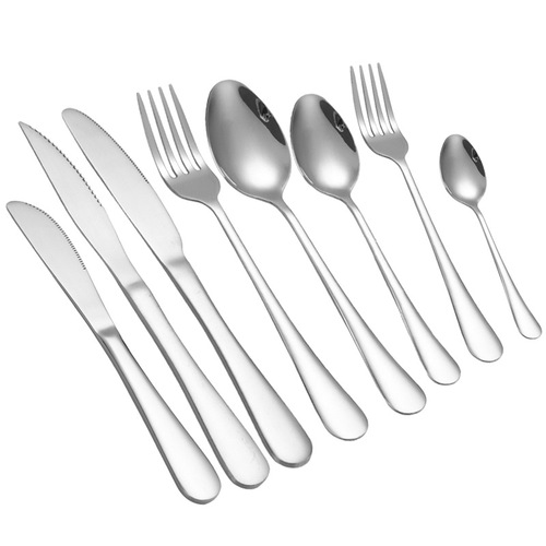 304 stainless steel spoon children's mixing coffee spoon 1010 complete set of western tableware knife, fork and spoon with printed logo hotel