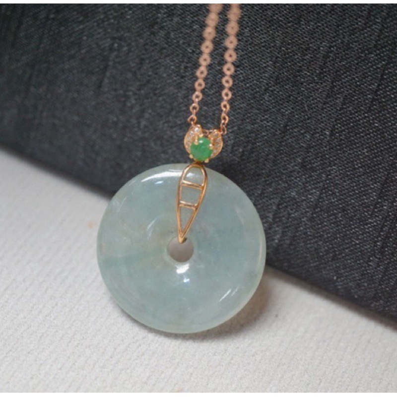 Emerald Set Ping An buckle Ice Pendant Pendant Necklace clavicle Jewellery jewelry Accessories