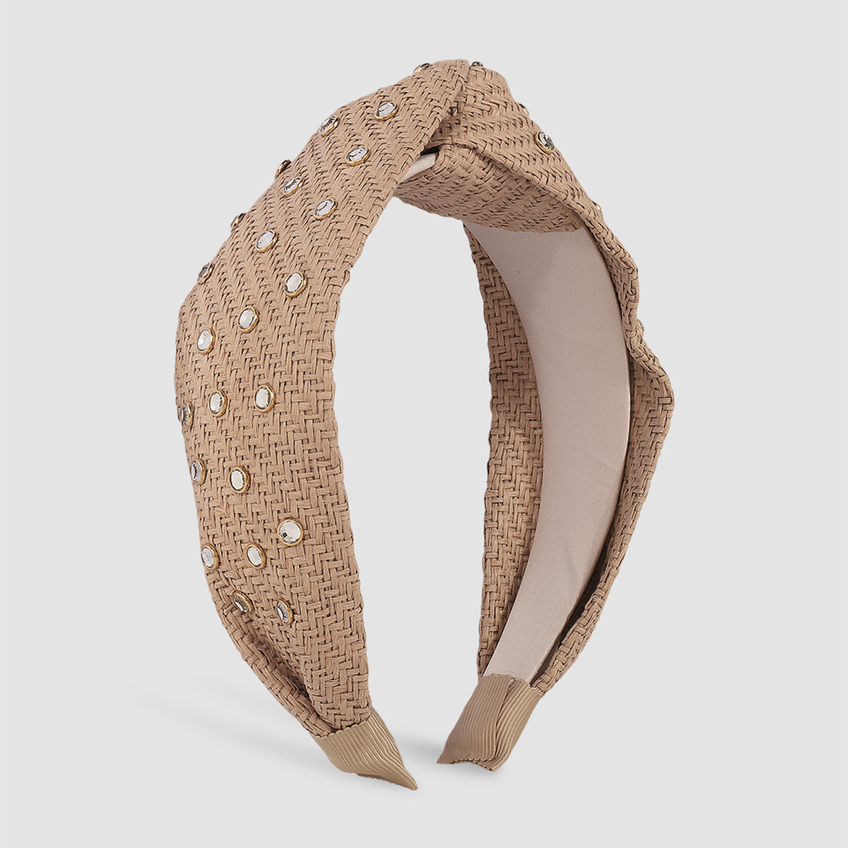 Mode Einfache Stroh Breiten Rand Geometrie Patternknotted Haar Zubehör Stirnband display picture 5