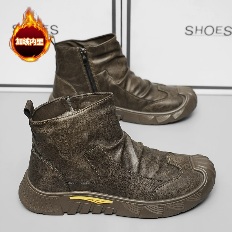 Мужские зимние ботинки 2025: новые, водонепроницаемые, нескользящие, износостойкие рабочие ботинки, модные универсальные повседневные защитные ботинки для мужчин