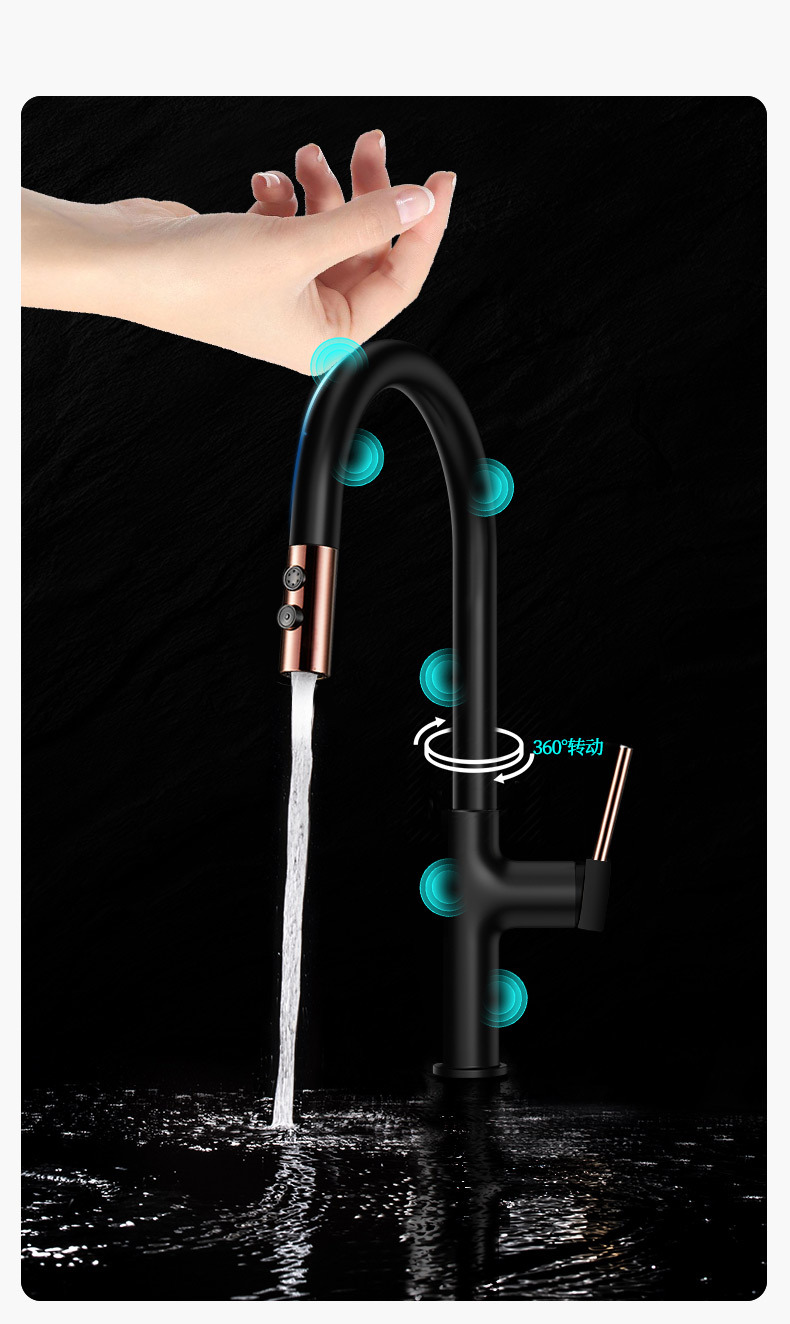 The source factory sensor touch intelligent sensing sink for washing vegetables, hot and cold kitchen, pull and touch touch faucet full figure