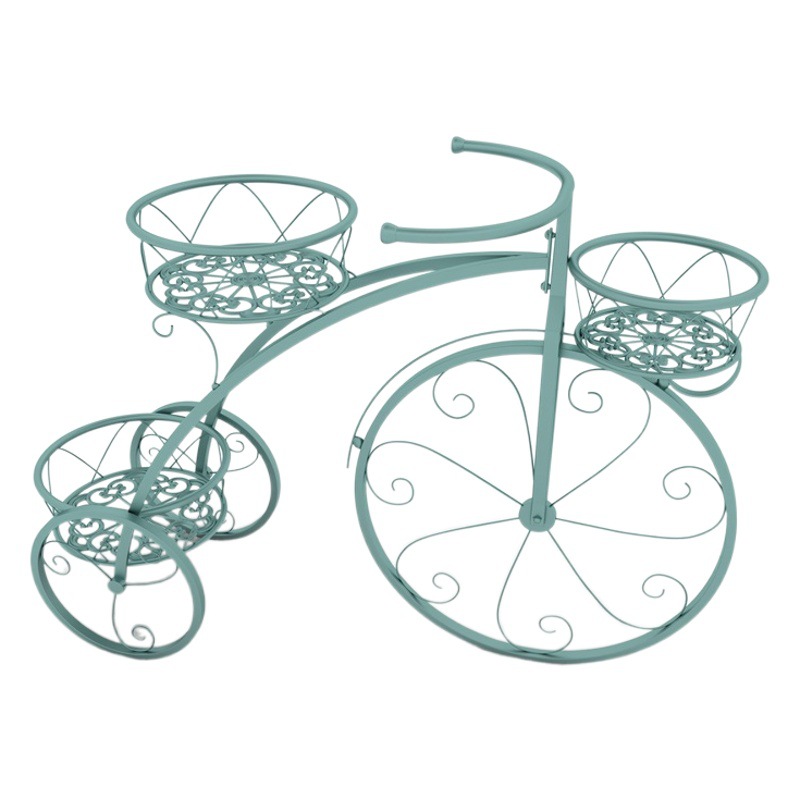 European Style Wrought Iron Bicycle Hanging Basket Flower Rack Bicycle Multi-layer Indoor Floor Flower Pot Rack Fleshy Green Rose Balcony Flower Rack