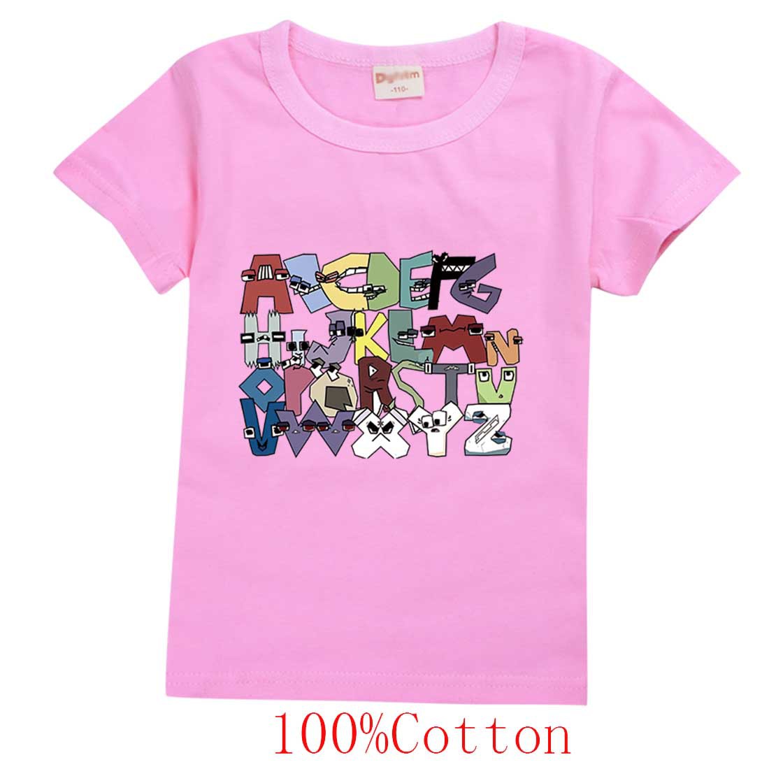 Jungen & Mädchen Sommer Mode Tops T-Shirts Kinder 100% T-Shirts 26 Alphabet Lore Print lässig Familie Kinder Kleidung 2-14 Jahre – Detail 3