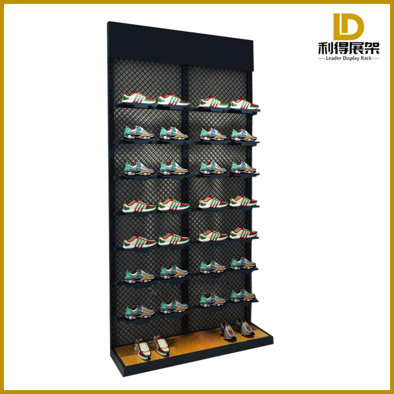 七层运动鞋专卖店货架 品牌展架鞋柜鞋子展示架 黑色篮球鞋展示柜