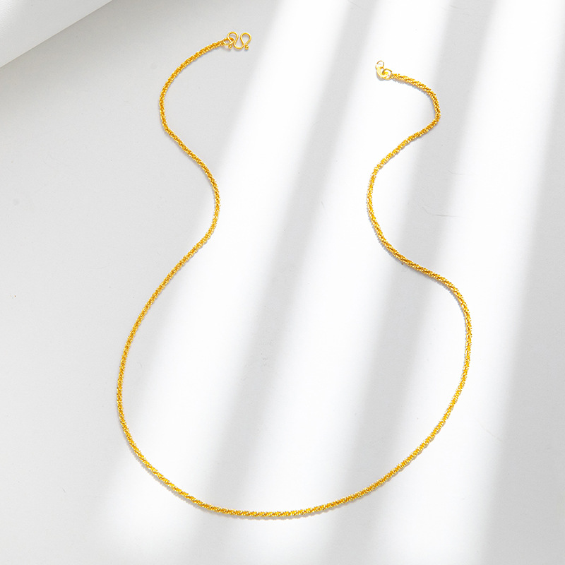 Copper plated genuine gold M button caterpillar Fried Dough Twists necklace women's clavicle element chain DIY versatile_voghion.com
