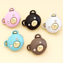 金屬小熊紐扣毛衣開衫外套卡通立體可愛高檔鑲鑽精美彩色裝飾扣子