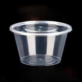 【今日一折】一次性碗圆形打包盒子带盖透明塑料快餐饭盒整箱批发