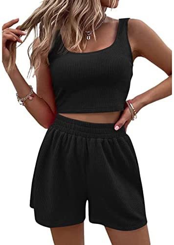 Conjunto de shorts de punto para mujer estilo casual chic_voghion.com