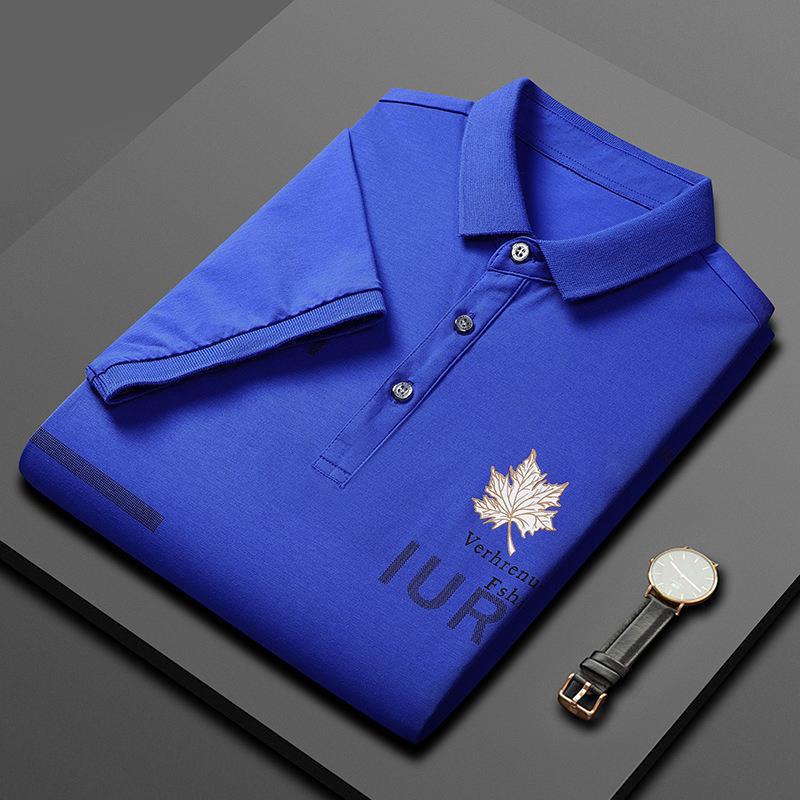 Camiseta de polo de impresión de algodón hombre de alta gama ligera de negocios impresión de arce Camiseta de verano nueva impresión de manga corta Camiseta de solapa