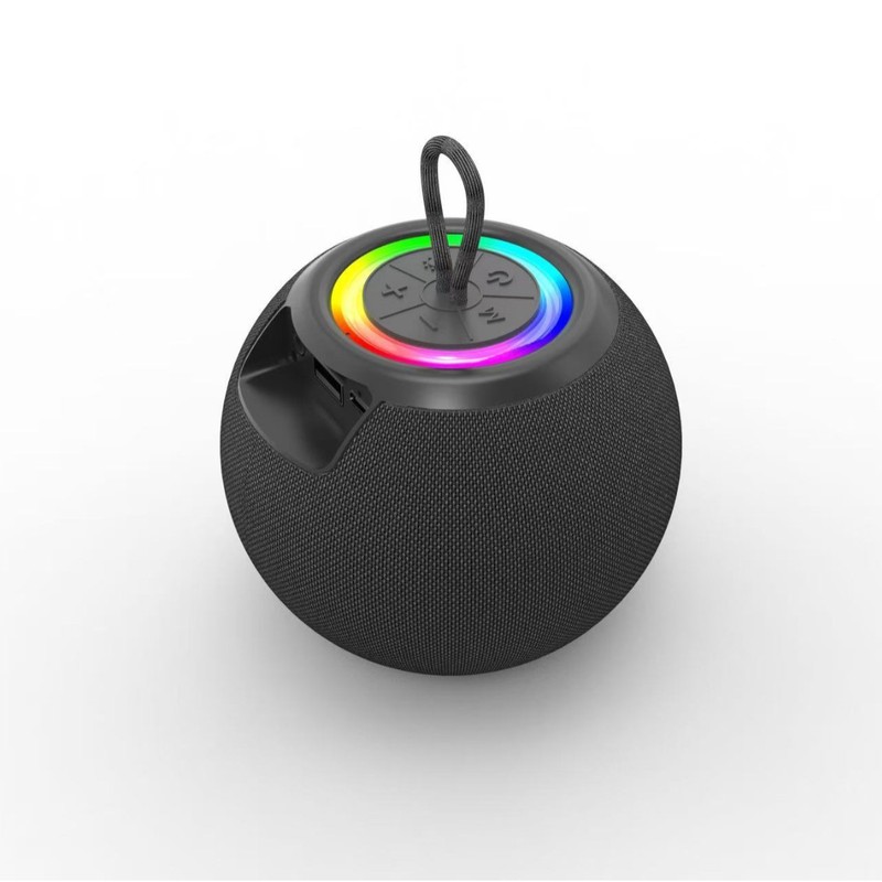新しいクロスボーダーファブリックラウンドクリエイティブギフトポータブルデスクトップRGBライト屋外サブウーファーBluetoothスピーカー|undefined