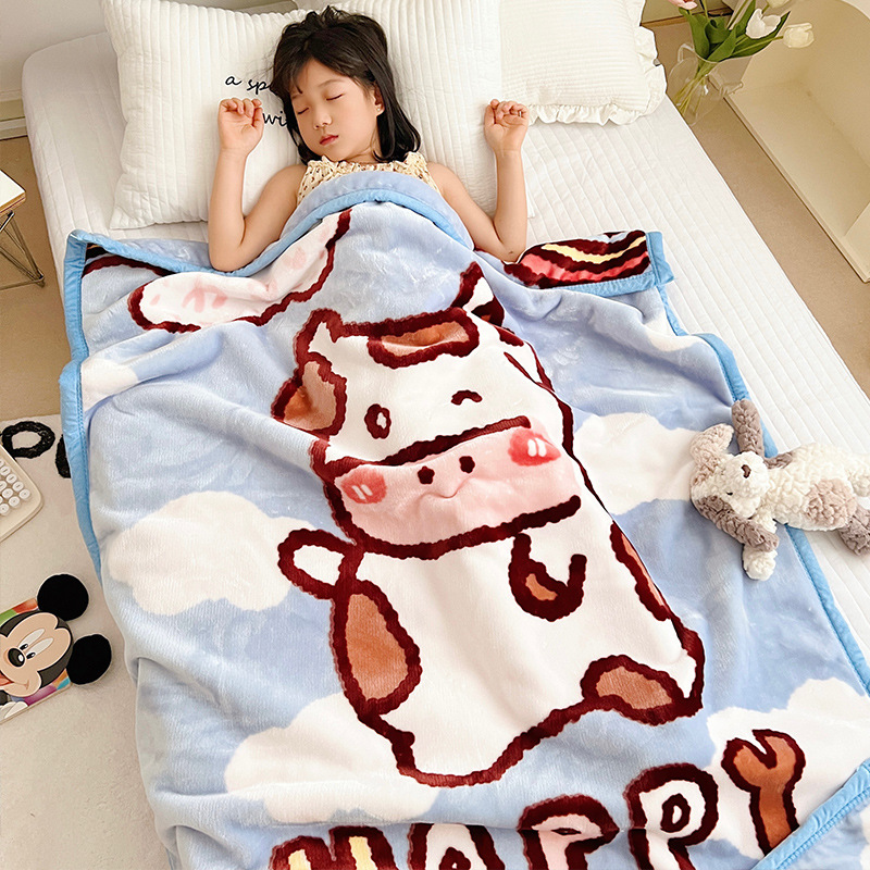 卡通幼兒園小毛毯 雙層拉舍爾雲毯大版花蓋毯兒童午休毯禮品毯