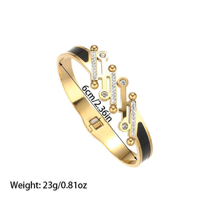 29g Weight Bangle Classification Titanium Steel Chain Material 1 Piece Quantity Holiday, Party Occasion Titanium Steel Material Geometric Pattern 2025 Spring and Summer Season Women's Gender Plating Design Elegant, Glam Style Elegant Glam Geometric Titanium Steel Bangle In Bulk 2