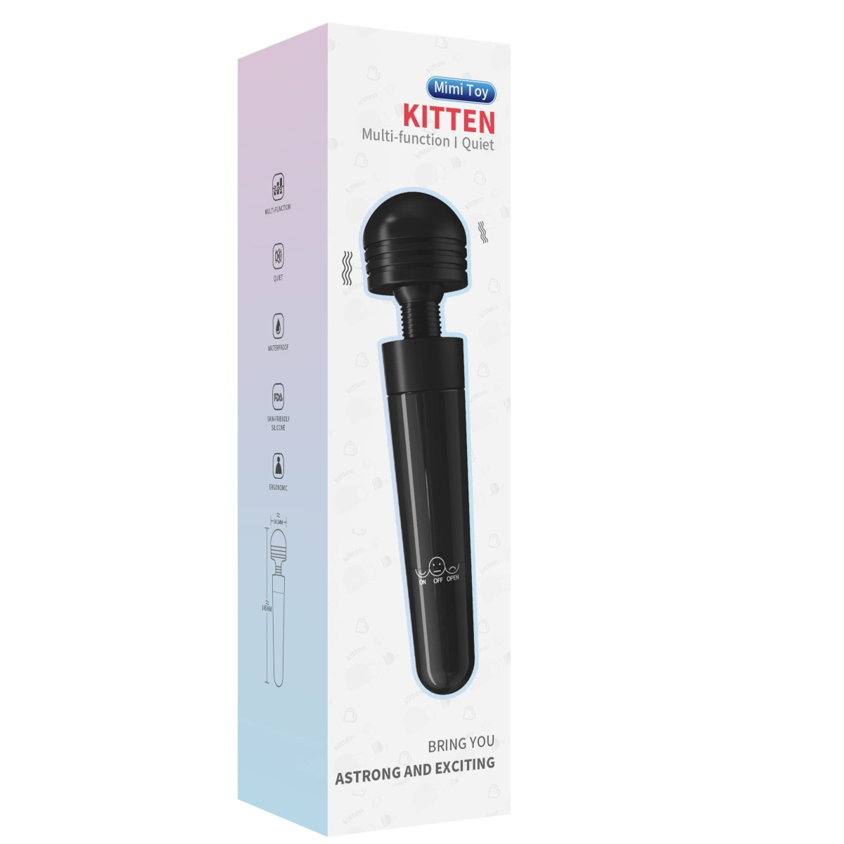 Mini Palm AV Wand, compact clitoral stimulator, quiet vibrator 147 × 35 mm, <50 dB