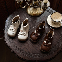 真皮女宝宝洋气简约公主棉靴秋冬季2025新款女小童马丁靴女孩靴子