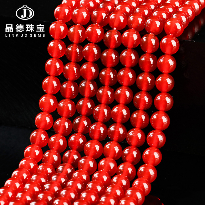 Directly from the Manufacturer: Natural Red Agate Loose Beads DIY Jewelry Accessories 8mm Agate Beads String Beads Chalcedony Round Beads Bulk Sale