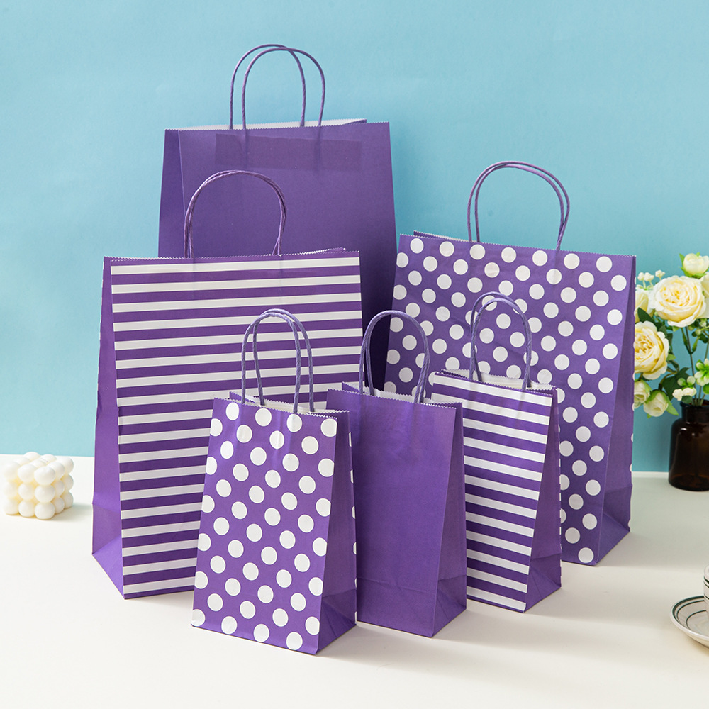 Polka Dot sarga mancha color bolsa de papel Regalo de Cumpleaños bolsa de embalaje de vacaciones bolsa de papel Kraft bolso de regalo de mano en stock lote