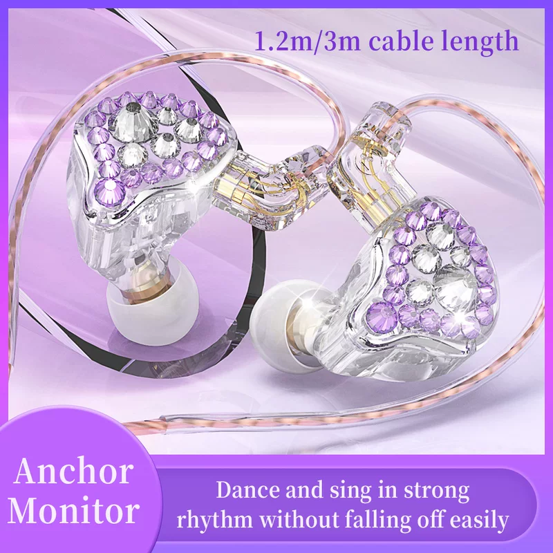 Earphones Q2Pro, проводные 3.5 мм разъем, высокая гармоника 20–20 кГц, кабель 1.2/3 м, с кубической вставкой