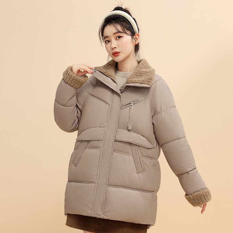 Europa y América ropa de algodón mujer 2025 invierno nuevo estilo de ropa de algodón coreana con capuchón grueso medio largo abrigo de pan suelto al por mayor image 8
