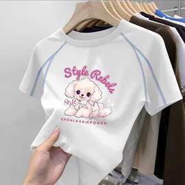 女童短袖T恤夏季纯棉2026新款儿童中大童女孩洋气宽松上衣半袖薄