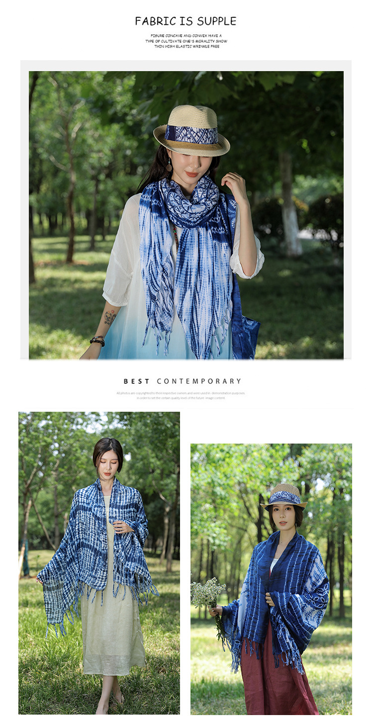 Femmes Style Ethnique Impression Teinture Par Cravate Polyester Châle display picture 5