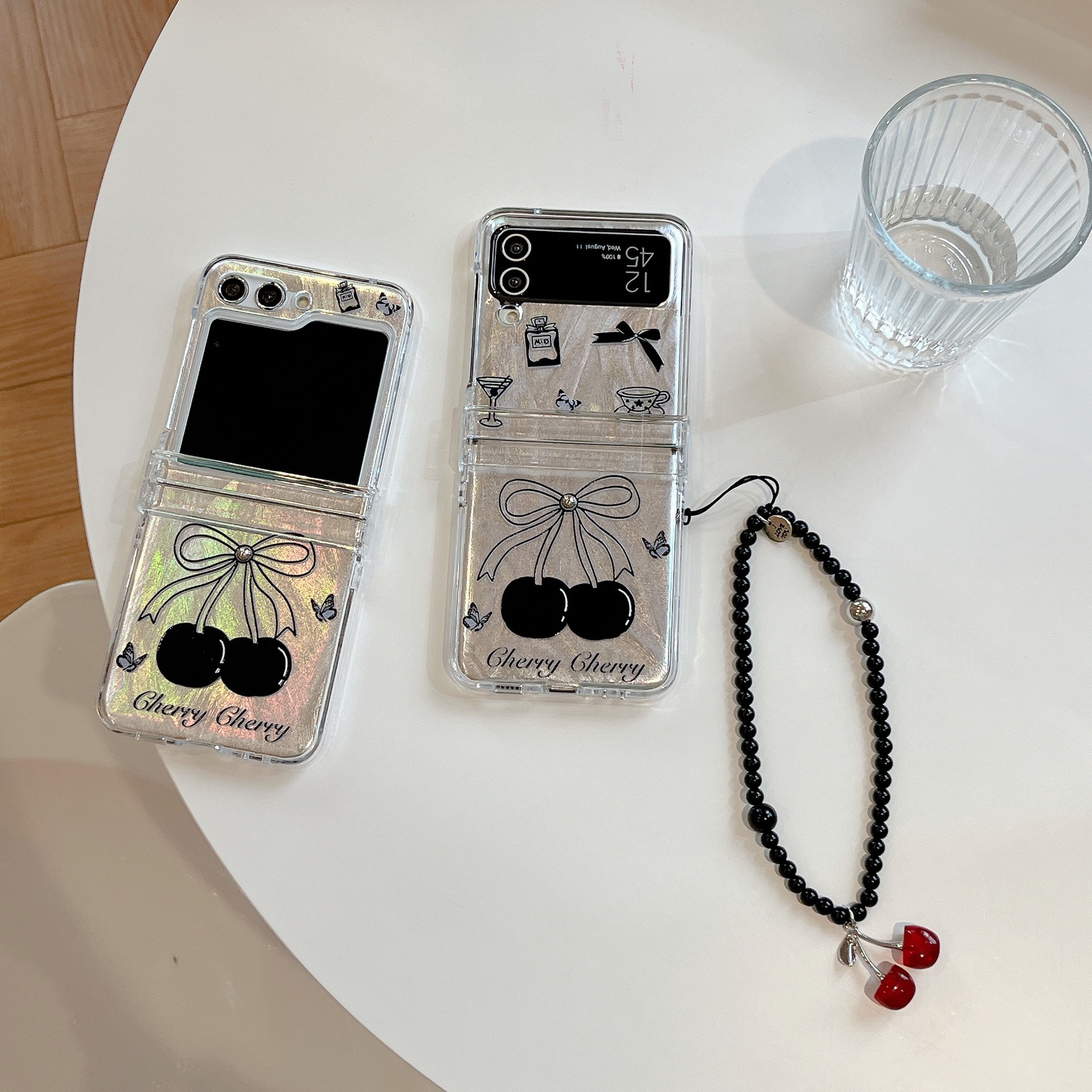 Cherry Butterfly for Samsung Galaxy Z Flip5 Phone Case Electroplated Zflip4/3 Folding Screen Saver Sheath_voghion.com