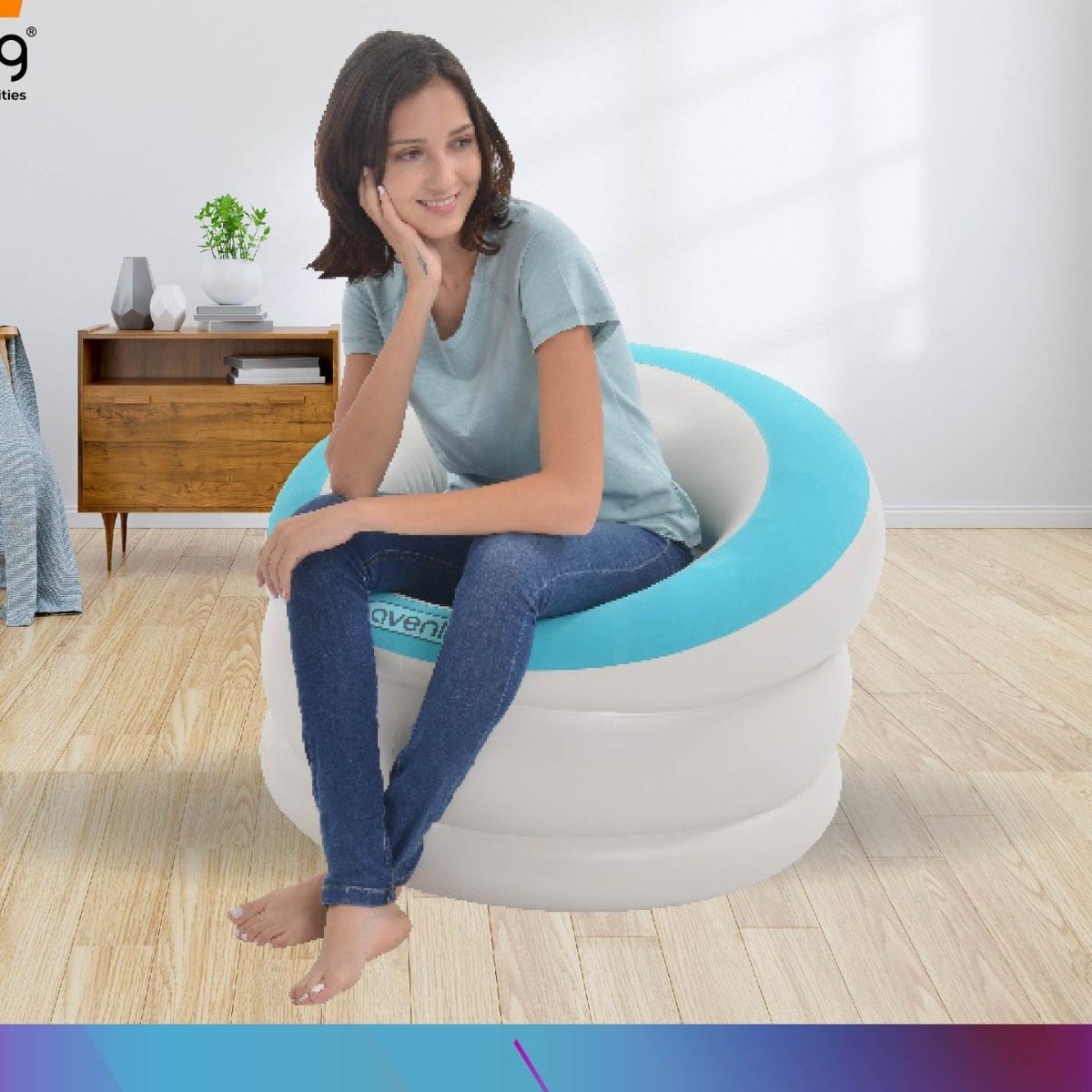 Jilong Luxury Lazy Sofa Pvc Home Outdoor Leisure Inflatable Jelly Feather Sofa Portable Sofa