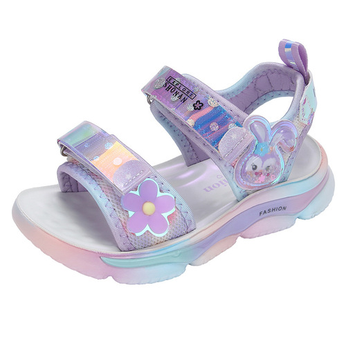 Girls Sandals  Summer New Children's Sports Fashion Princess Bunny Polyurethane Soft Sole Beach Shoes