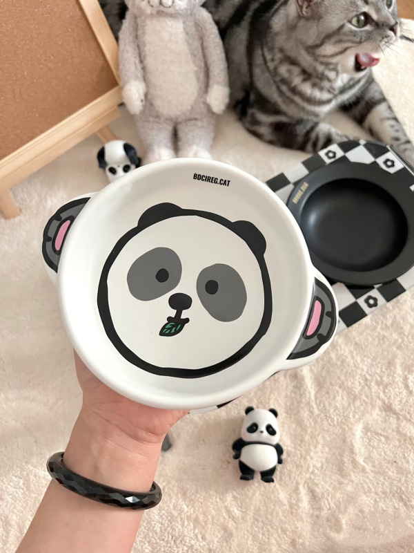 BD魔法動物陶磁器の碗のデカールの双耳は碗の猫を与えます。犬は水を飲みます。|undefined