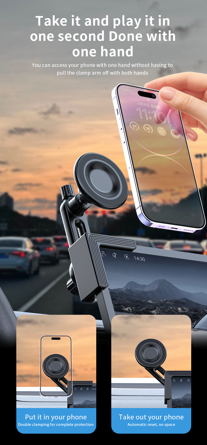 New Energy Vehicle Magnetic Mobile Phone Holder Central Control Screen Special Floating Screen Strong Adsorption Mobile Phone Navigation Holder