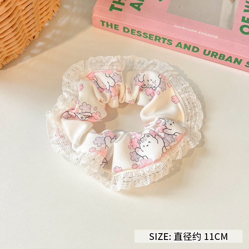 可爱红色小樱桃蕾丝大肠发圈女高级感百搭头饰扎头发大号春夏发绳|undefined
