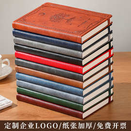 欧式复古学生日记本定制logo皮面压花笔记本加厚记事本定做批发