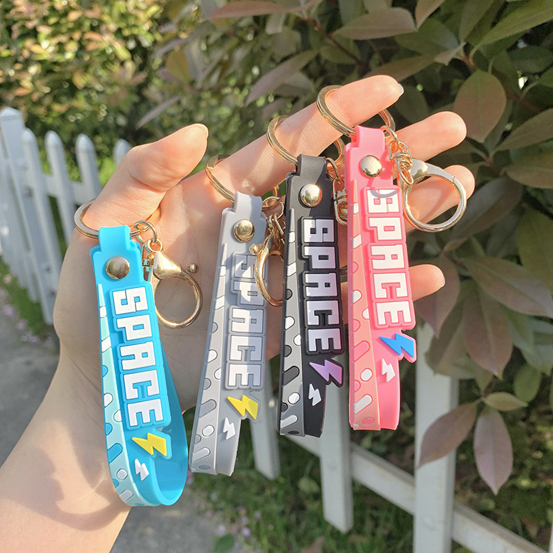 New Lightning key Belt creative cartoon letter PVC key ring men's and women's car keychain pendant New Lightning key Belt creative cartoon letter PVC key ring men's and women's car keychain pendant
