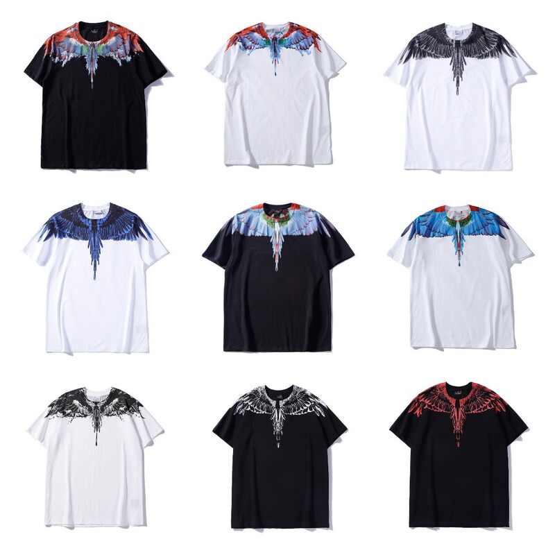 Fashionable Brand Marcelo Burlon Cross-Border Marcelo Burlon Mb Water Drop Color Wings T-Shirt Short-Sleeved Men's and Women's Half-Sleeved t