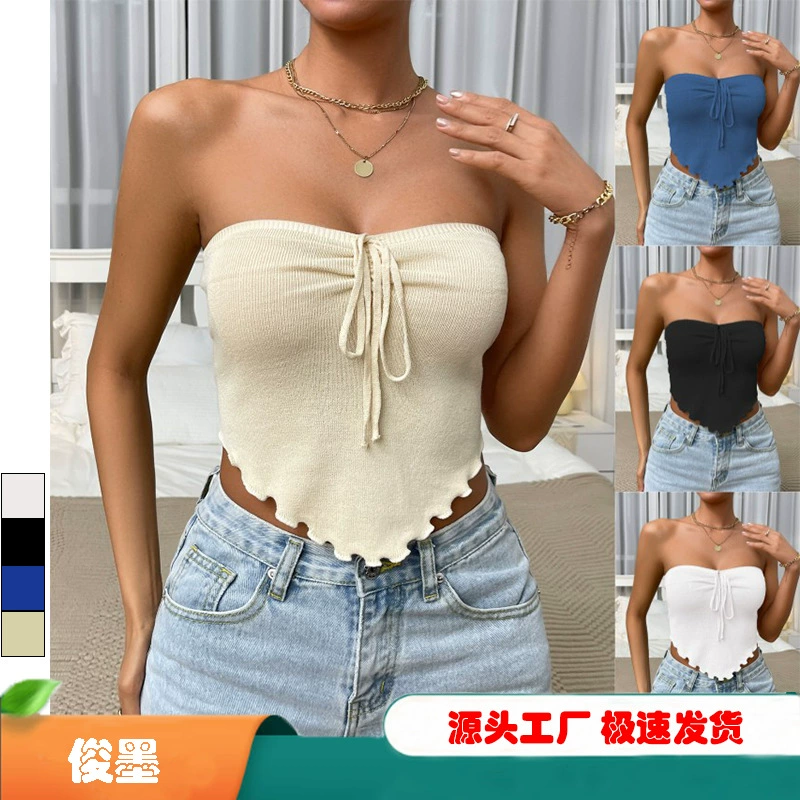 Европейская И Американская весна и лето Новая независимая станция Amazon, трансграничная Внешняя торговля, горячий топ с короткими трубками для девочек, двусторонний нагрудный Топ для женщин