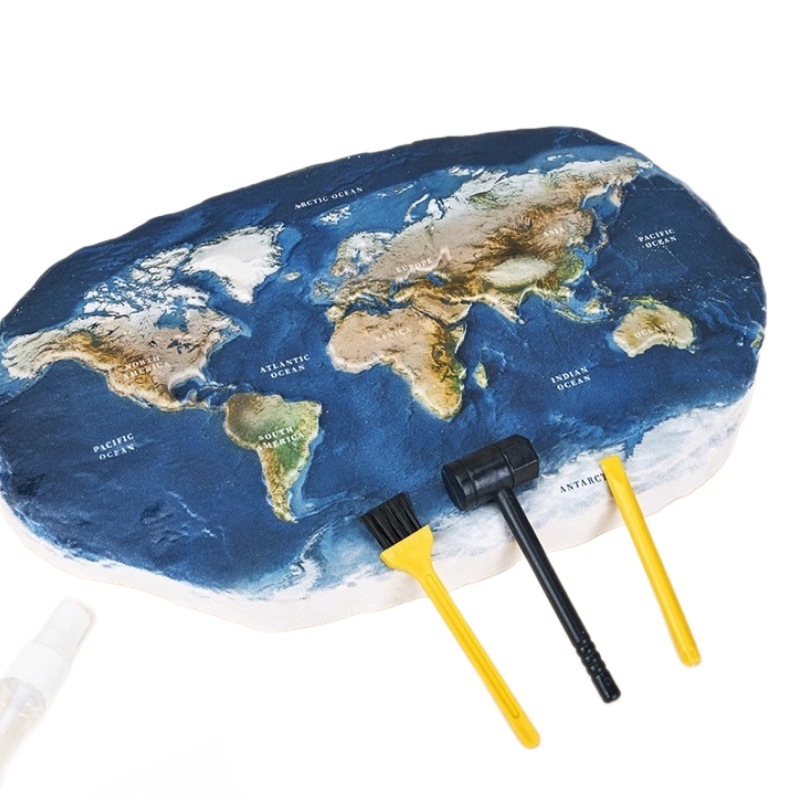 儿童世界地图考古挖掘挖宝玩具岩石矿物宝藏儿童同款石膏男孩批发|undefined