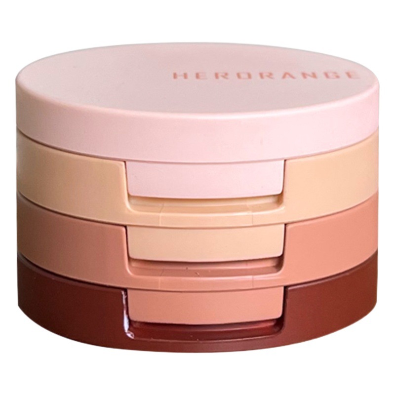 Paleta de sombras de ojos de tres colores HERORANGE, lonchera tipo sándwich de tres capas, brillo perlado mate, brillo fino, brillo grande, mate