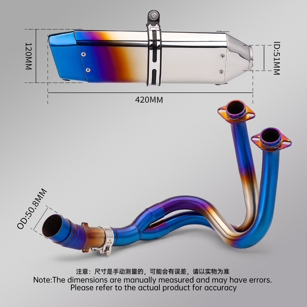 Ninja650 Er6N Er6F Z650 Exhaust Pipe Stainless Steel Front and Rear Muffler Non-Destructive Installation