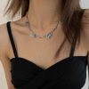 Blue brand necklace, chain for key bag , light luxury style, internet celebrity