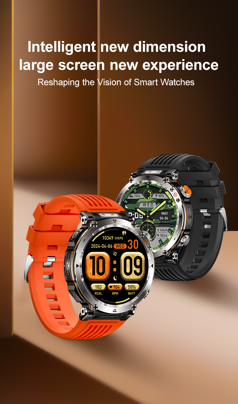 Smartwatch nuovo prodotto per sport all'aria aperta, impermeabile, chiamate Bluetooth, ampio schermo da 1,7", indicatore di frequenza cardiaca e saturazione di ossigeno nel sangue, luce LED._voghion.com