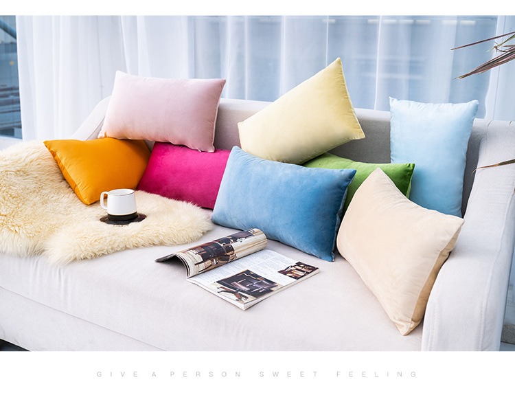 Multicolor Color Fashion Solid Color Velvet Pillow Cases