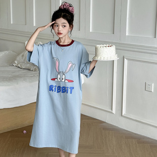 Children's Nightgown Summer Thin 2025 New Junior High School Girl's Nightgown Dress Home Clothes Girls Summer Cartoon Pajamas