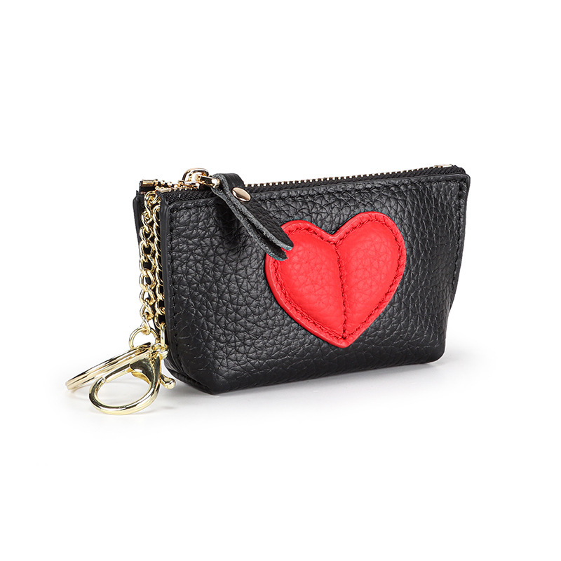 Genuine Leather Mini Coin Purse for Women, Short Style, Student Korean Version, Cute 2026 New Model, Heart Keychain, Small Coin Wallet
