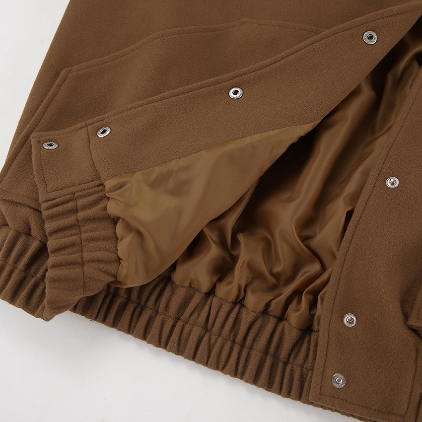 Damenbekleidung 2024 Winter neuer Maillard-Wollmantel in Braun, verdickter mittellanger Wollmantel mit Stehkragen_voghion.com