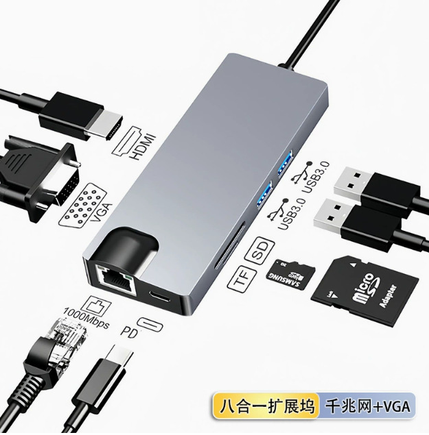 Cross-border 8 - in - one docking USB3.0hub para macbook ipad docking OEM personalizado mayorista image 27