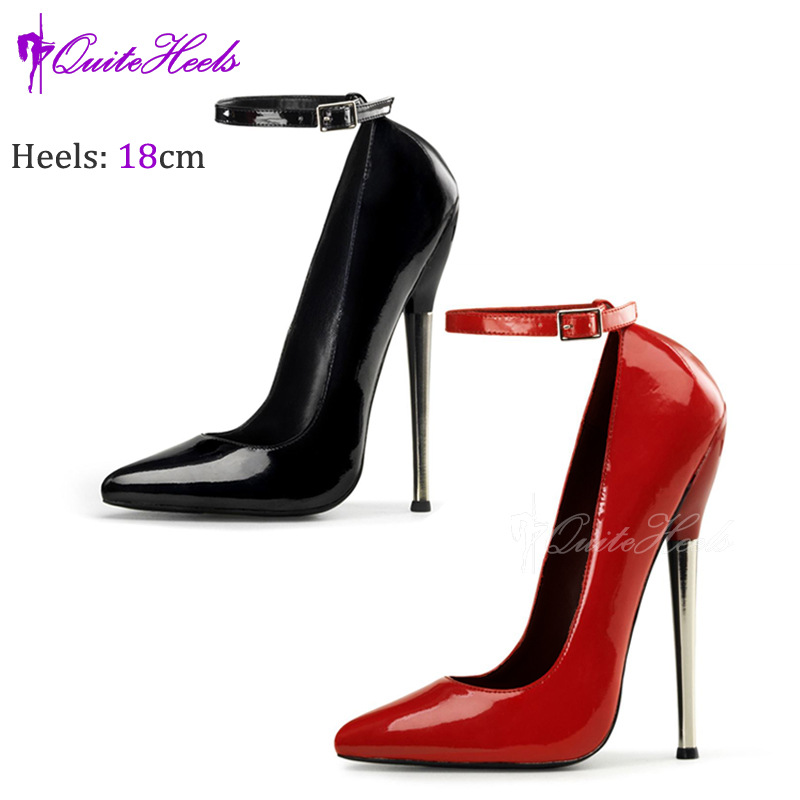 Giày cao gót mũi nhọn 18 cm gót nhọn – giày catwalk chụp ảnh cho nữ — Màu đen, Màu Đỏ đào, Ghi chú DIY Màu sắc tùy chỉnh, Màu đỏ