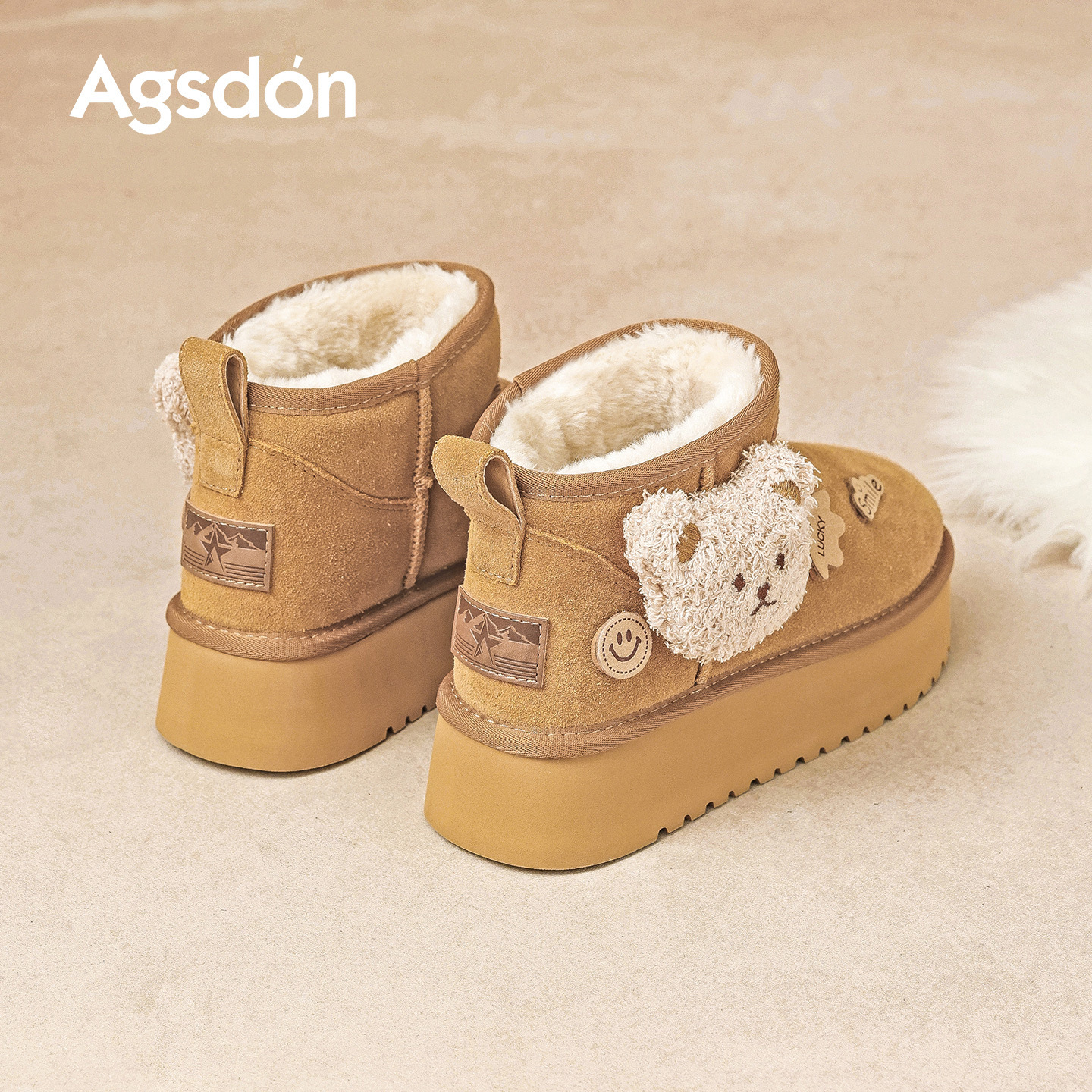 Botas de nieve de fondo grueso para mujeres 2025 nuevas botas de invierno de lana gruesa lindas botas cortas botas de algodón burken