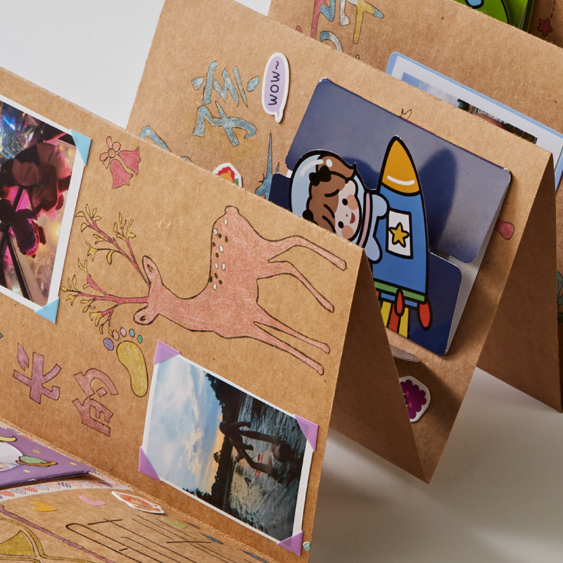 Accordion DIY Photo Album Black Card Photo Album Handmade DIY Photo Album Paste Classmate Commemorative Album Couple Photo Album